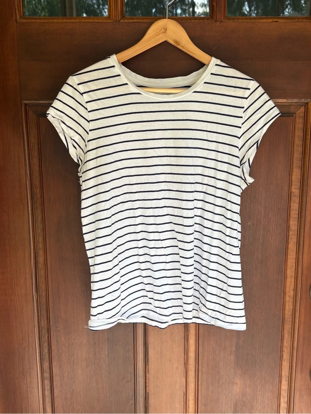 Classic White and Black Striped Women’s Tee
